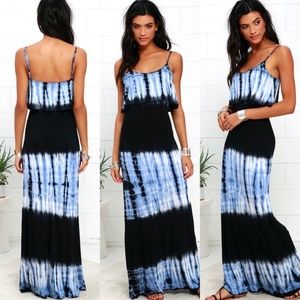 Lulus Tempting Tempest Tie-Dye Maxi Dress Size S